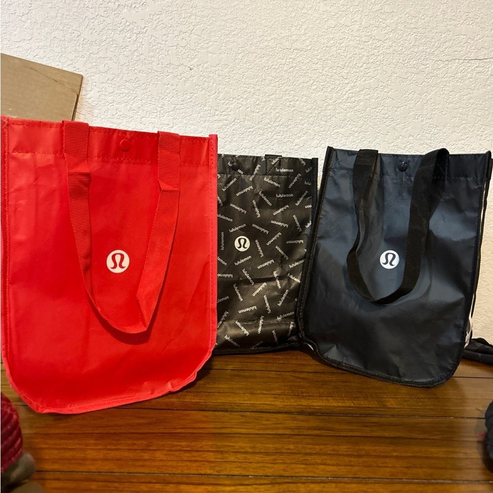 Lululemon Athletica Red and Black Tote Bags Trio